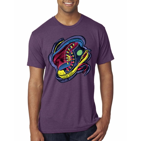 Wild Bobby, Colorful Sneakers Chucks Streetwear Mens Premium Tri Blend T-Shirt, Vintage Purple, Medium