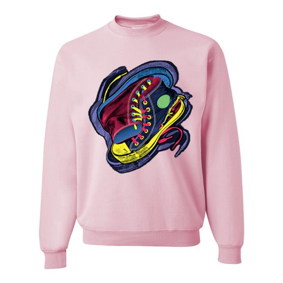 Wild Bobby, Colorful Sneakers Chucks Streetwear Unisex Crewneck Graphic Sweatshirt, Light Pink, 2XL