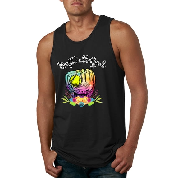Wild Bobby, Colorful Softball Girl, Sports, Men Graphic Tank Top, Black, Small