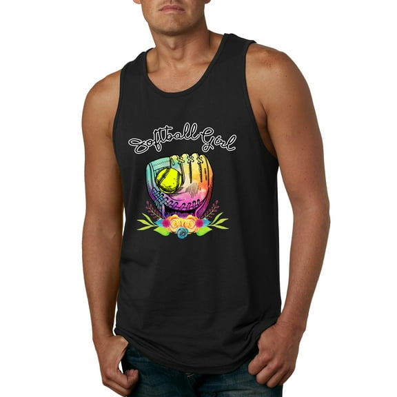 Wild Bobby, Colorful Softball Girl, Sports, Men Graphic Tank Top, Black, Small