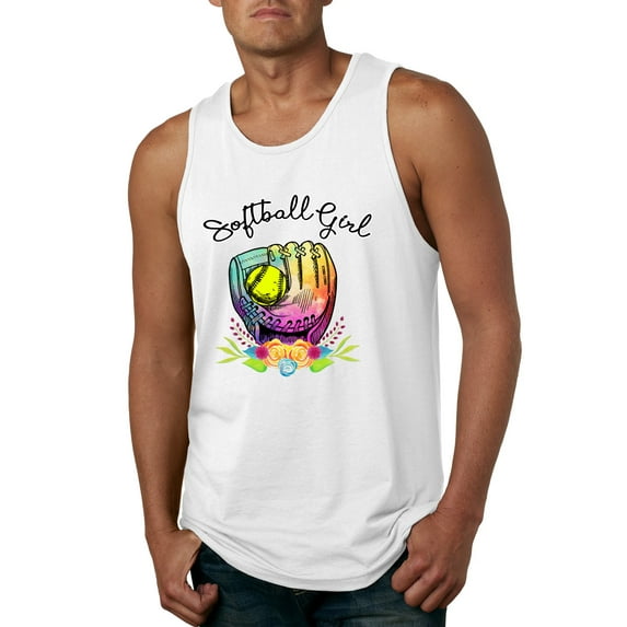 Wild Bobby, Colorful Softball Girl, Sports, Men Graphic Tank Top, White, Large