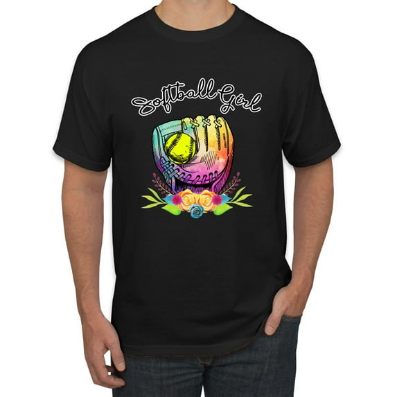 Wild Bobby, Colorful Softball Girl, Sports, Men Graphic Tee, Black, 4X-Large