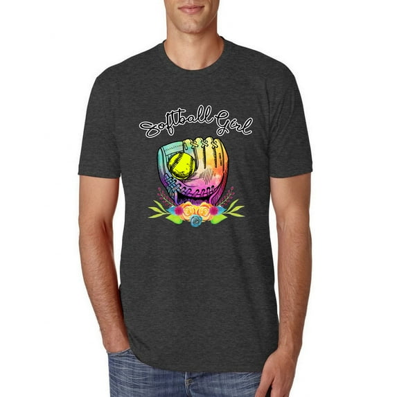 Wild Bobby, Colorful Softball Girl, Sports, Men Premium Tri Blend Tee, Vintage Black, Large