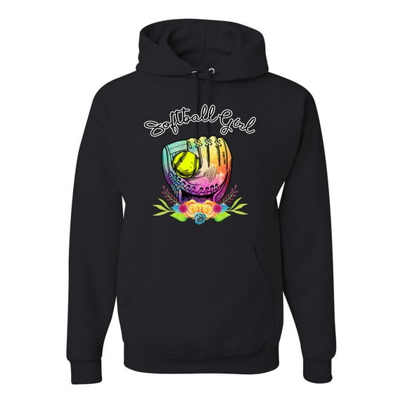 Wild Bobby, Colorful Softball Girl, Sports, Unisex Graphic Hoodie Sweatshirt, Black, Small