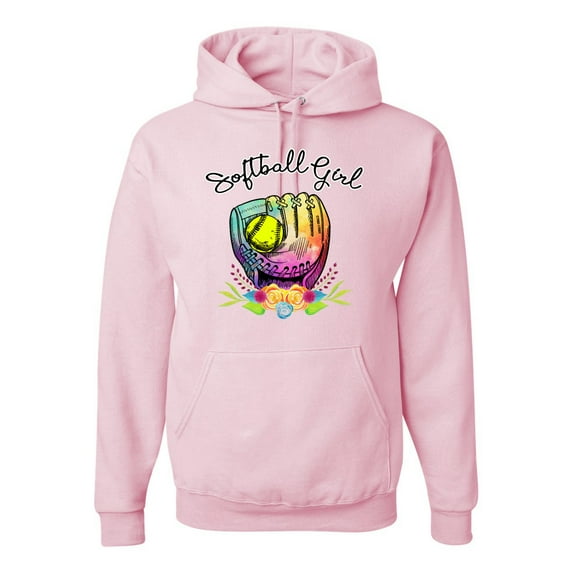 Wild Bobby, Colorful Softball Girl, Sports, Unisex Graphic Hoodie Sweatshirt, Light Pink, Medium