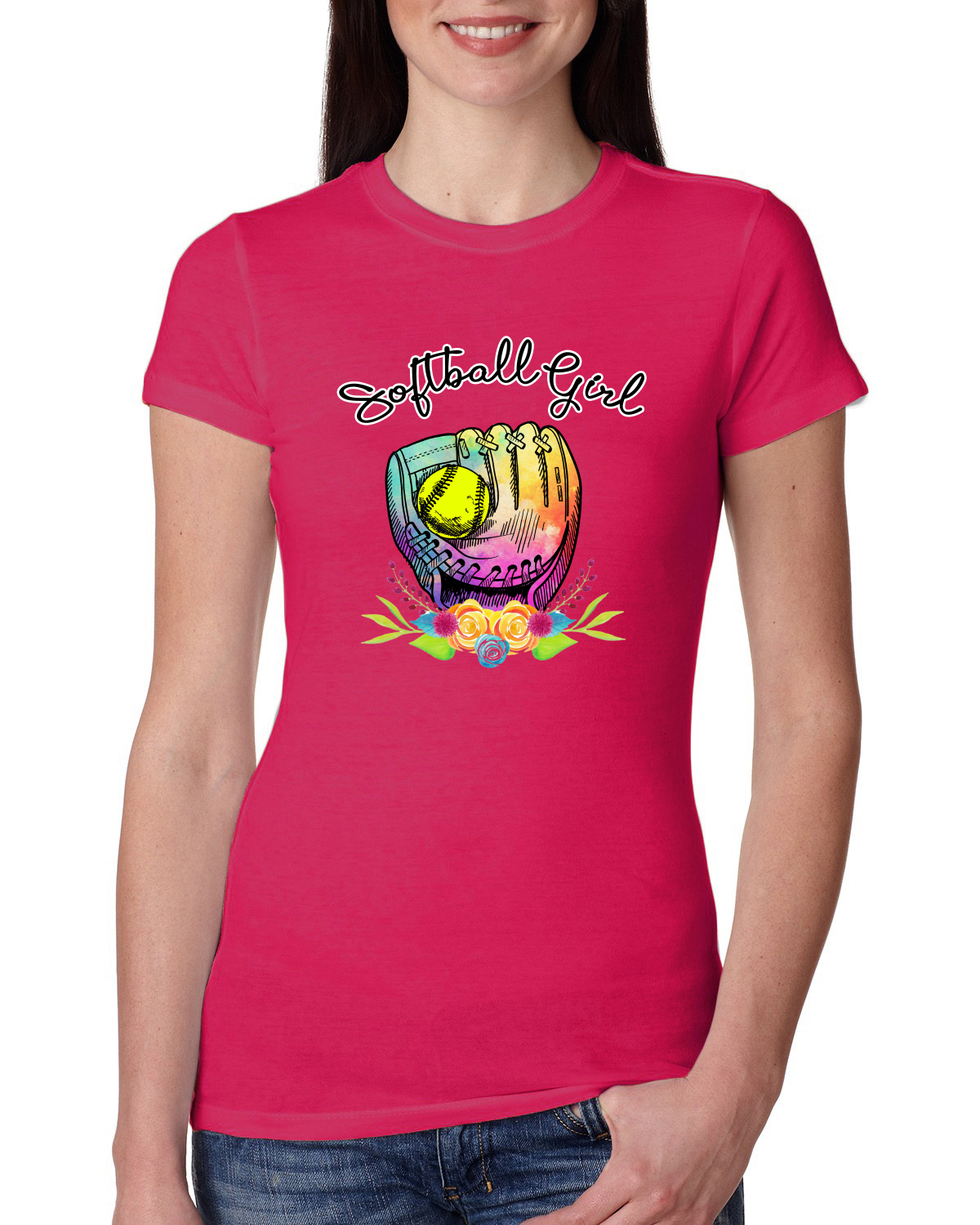 Softball Raspberry Wild Bobby, Colorful Softball Girl, Sports, Women Slim Fit Junior Tee ...