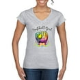 thumbnail image 1 of Wild Bobby, Colorful Softball Girl, Sports, Women Standard V-Neck Tee, Heather Grey, Small, 1 of 5