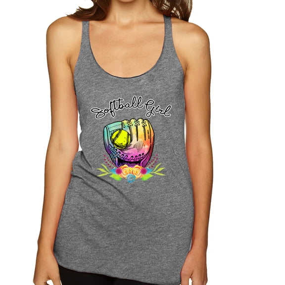 Wild Bobby, Colorful Softball Girl, Sports, Women Tri-Blend Racerback Tank Top, Premium Heather, Medium