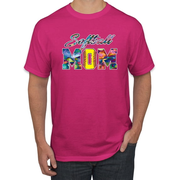 Wild Bobby, Colorful Softball Mom, Mother's Day, Men Graphic T-Shirt, Fuschia, 5XL