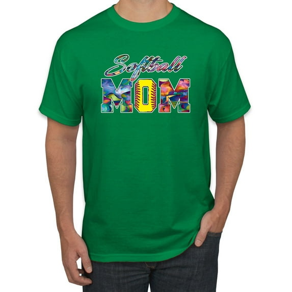 Wild Bobby, Colorful Softball Mom, Mother's Day, Men Graphic T-Shirt, Kelly, Medium