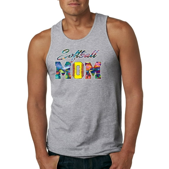 Wild Bobby, Colorful Softball Mom, Mother's Day, Men Graphic Tank Top, Heather Grey, 3XL