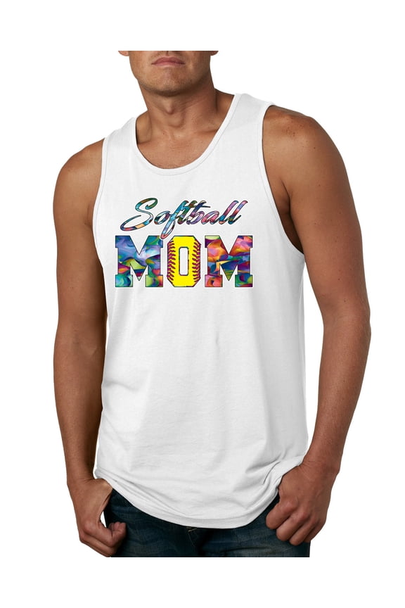 , Colorful Softball Mom, Mother's Day, Men Graphic Tank Top, White, Medium