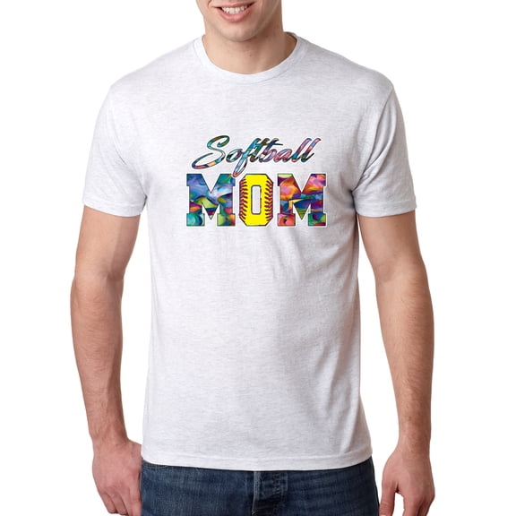Wild Bobby, Colorful Softball Mom, Mother's Day, Men Premium Tri Blend T-Shirt, Heather White, Large