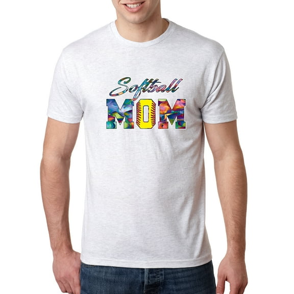 Wild Bobby, Colorful Softball Mom, Mother's Day, Men Premium Tri Blend T-Shirt, Heather White, Medium