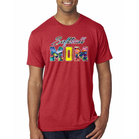 Wild Bobby, Colorful Softball Mom, Mother's Day, Men Premium Tri Blend T-Shirt, Vintage Red, X-Large