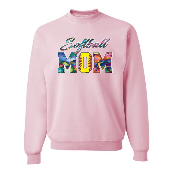 Wild Bobby, Colorful Softball Mom, Mother's Day, Unisex Crewneck Graphic Sweatshirt, Light Pink, 2XL