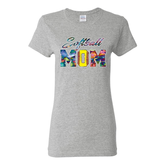 Wild Bobby, Colorful Softball Mom, Mother's Day, Women Graphic T-Shirt, Heather Grey, Medium
