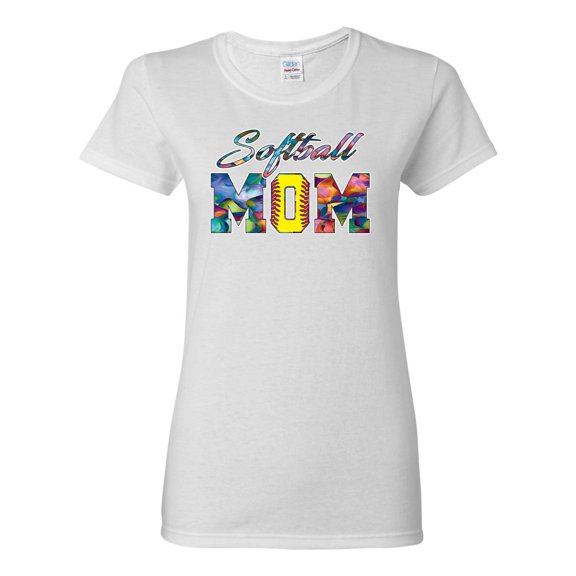 Wild Bobby, Colorful Softball Mom, Mother's Day, Women Graphic T-Shirt, White, Medium