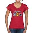 thumbnail image 1 of Wild Bobby, Colorful Softball Mom, Mother's Day, Women Standard V-Neck Tee, Red, Large, 1 of 3