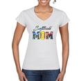 thumbnail image 1 of Wild Bobby, Colorful Softball Mom, Mother's Day, Women Standard V-Neck Tee, White, Large, 1 of 3