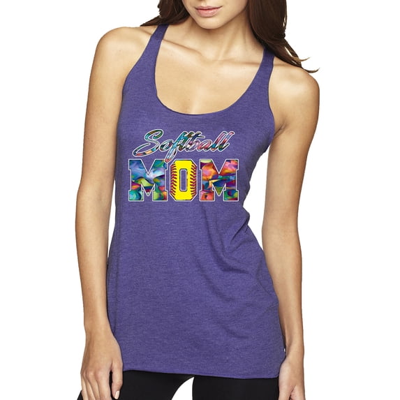 Wild Bobby, Colorful Softball Mom, Mother's Day, Women Tri-Blend Racerback Tank Top, Purple Rush, Small