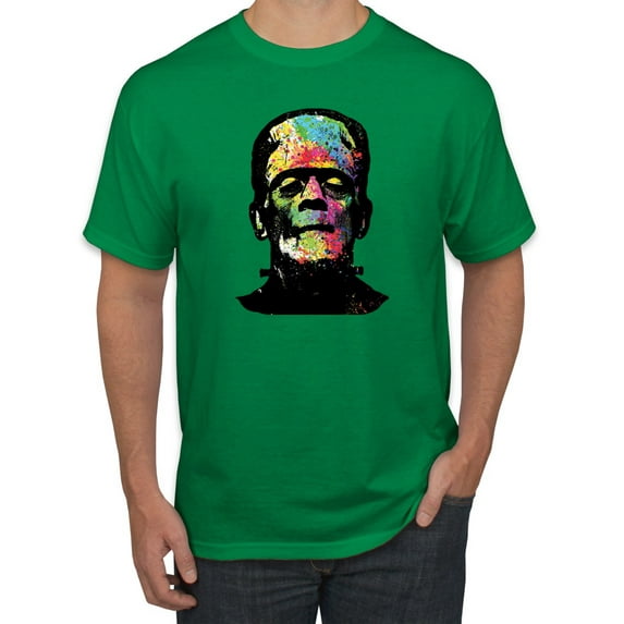 Wild Bobby, Colorful Technicolor Rainbow Frankenstein Face, Pop Culture, Men Graphic Tees, Kelly, Small