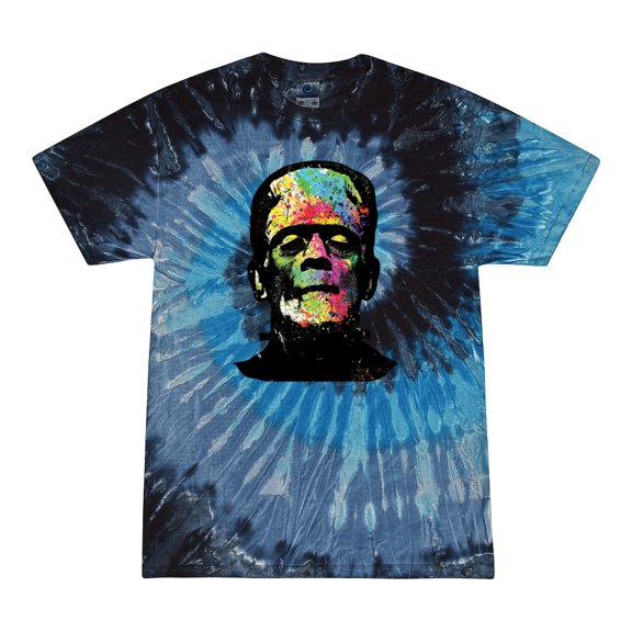 Wild Bobby, Colorful Technicolor Rainbow Frankenstein Face, Pop Culture, Tie-Dye Tees, Evening Sky, X-Large