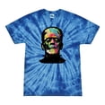 thumbnail image 1 of Wild Bobby, Colorful Technicolor Rainbow Frankenstein Face, Pop Culture, Tie-Dye Tees, Spiral Royal, Medium, 1 of 3