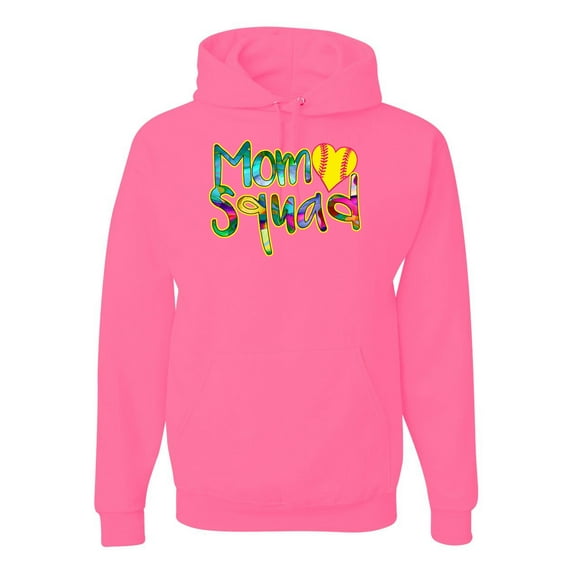 Wild Bobby, Colorful Tennis Mom Squad, Sports, Unisex Graphic Hoodie Sweatshirt, Neon Pink, Small