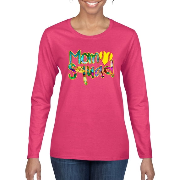 Wild Bobby, Colorful Tennis Mom Squad, Sports, Women Graphic Long Sleeve Tee, Fuschia, XX-Large