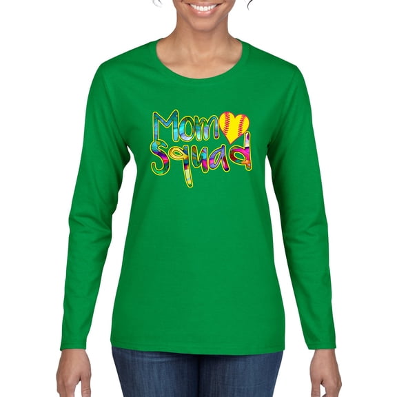 Wild Bobby, Colorful Tennis Mom Squad, Sports, Women Graphic Long Sleeve Tee, Kelly, Medium