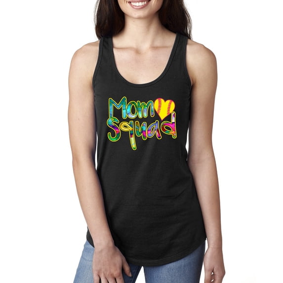 Wild Bobby, Colorful Tennis Mom Squad, Sports, Women Racerback Tank Top, Black, Small