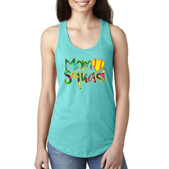 Wild Bobby, Colorful Tennis Mom Squad, Sports, Women Racerback Tank Top, Tahiti Blue, Small