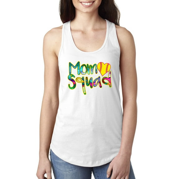 Wild Bobby, Colorful Tennis Mom Squad, Sports, Women Racerback Tank Top, White, Medium