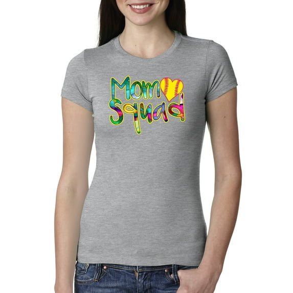 Wild Bobby, Colorful Tennis Mom Squad, Sports, Women Slim Fit Junior Tee, Heather Grey, X-Large