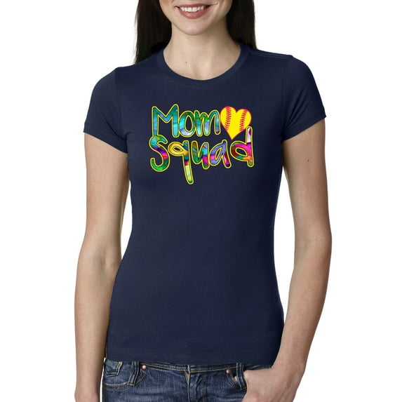Wild Bobby, Colorful Tennis Mom Squad, Sports, Women Slim Fit Junior Tee, Navy, Large