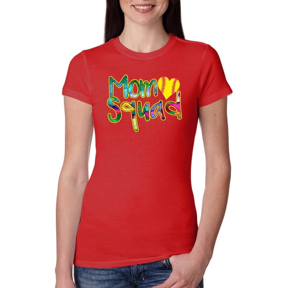 Wild Bobby, Colorful Tennis Mom Squad, Sports, Women Slim Fit Junior Tee, Red, X-Large