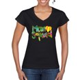 thumbnail image 1 of Wild Bobby, Colorful Tennis Mom Squad, Sports, Women Standard V-Neck Tee, Black, X-Large, 1 of 4