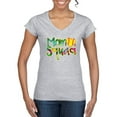 thumbnail image 1 of Wild Bobby, Colorful Tennis Mom Squad, Sports, Women Standard V-Neck Tee, Heather Grey, Medium, 1 of 4