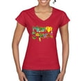thumbnail image 1 of Wild Bobby, Colorful Tennis Mom Squad, Sports, Women Standard V-Neck Tee, Red, X-Large, 1 of 4