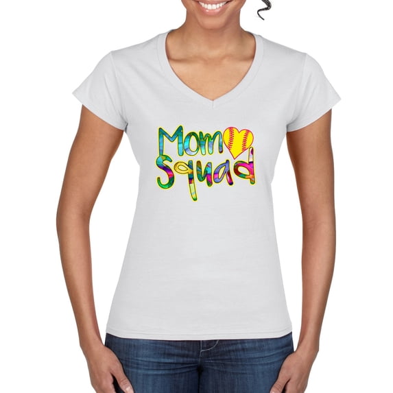 Wild Bobby, Colorful Tennis Mom Squad, Sports, Women Standard V-Neck Tee, White, Large