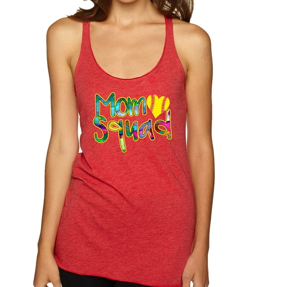 Wild Bobby, Colorful Tennis Mom Squad, Sports, Women Tri-Blend Racerback Tank Top, Vintage Red, Large