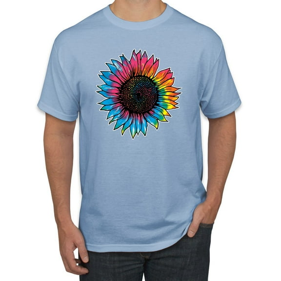 Wild Bobby, Colorful Tie Dye Sunflower Womens, Streetwear, Men's Graphic Tees, Light Blue, Small