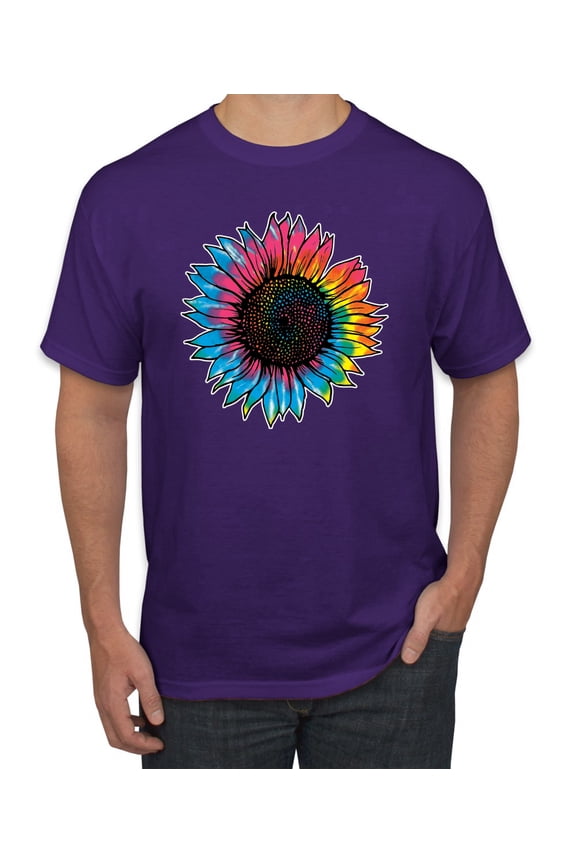 , Colorful Tie Dye Sunflower Womens, Streetwear, Men's Graphic Tees, Purple, Small