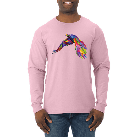 Wild Bobby, Colorful Trippy Peacock Bird Animal Lover Mens Long Sleeve Shirt
