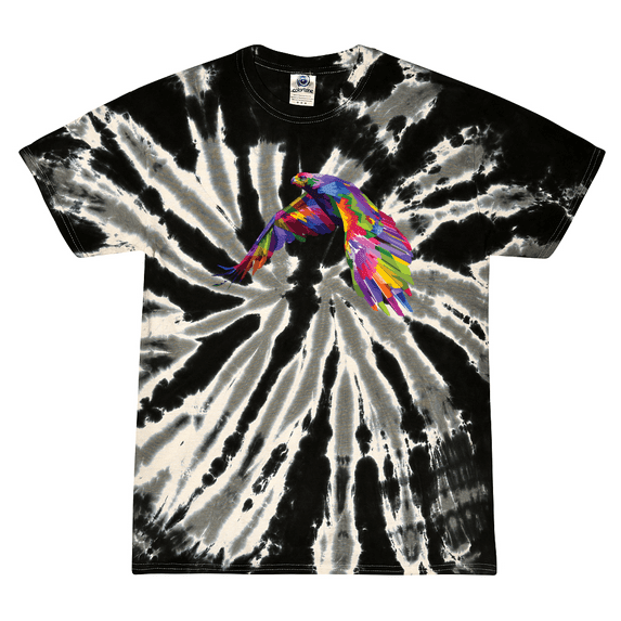 Wild Bobby, Colorful Trippy Peacock Bird Animal Lover Tie-Dye T-Shirt