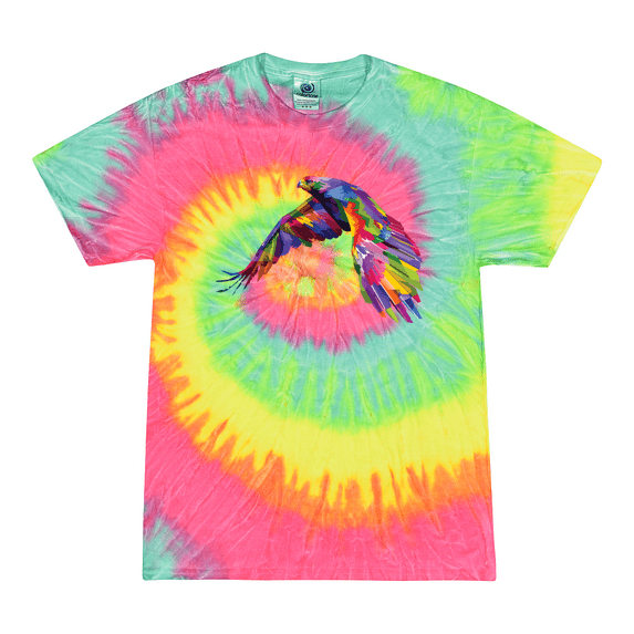 Wild Bobby, Colorful Trippy Peacock Bird Animal Lover Tie-Dye T-Shirt