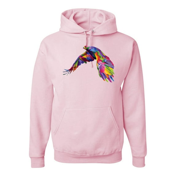 Wild Bobby, Colorful Trippy Peacock Bird Fashion Graphic Hoodie Sweatshirt, Light Pink, 2XL