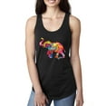 thumbnail image 1 of Wild Bobby, Colorful Walking Good Luck Elephant Animal Lover Ladies Racerback Tank Top, Black, Small, 1 of 3