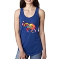 thumbnail image 1 of Wild Bobby, Colorful Walking Good Luck Elephant Animal Lover Ladies Racerback Tank Top, Royal, Small, 1 of 3